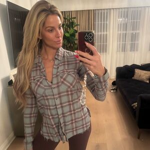 Blue & Pink Plaid Button-Up Shirt